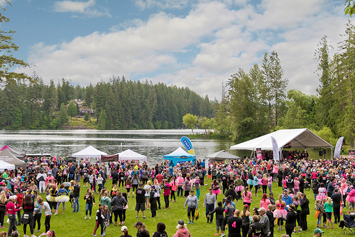 The Wings of Karen 5k Bra Dash was hosted at Lake Wilderness in Maple Valley, Washington.
