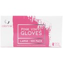 Colortrak Vinyl Gloves - Pink, 100 ct. Large