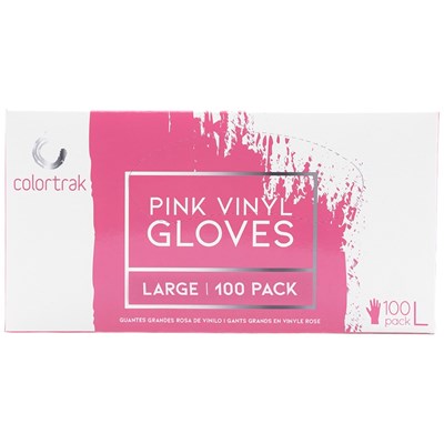Colortrak Vinyl Gloves - Pink, 100 ct. Large