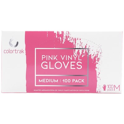 Colortrak Vinyl Gloves - Pink, 100 ct. Medium