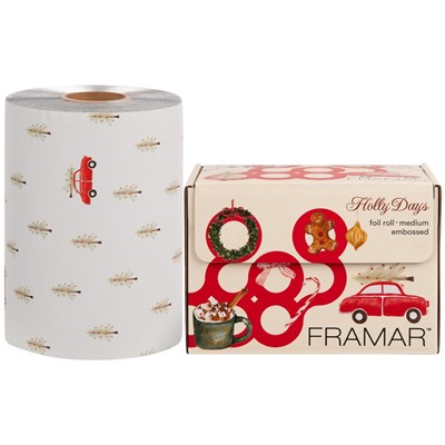 Framar Embossed Foil Roll Medium Holly Days 320 ft.
