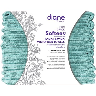 Diane Softees Microfiber Towels- Aqua 10 pack 16 inch x 19 inch