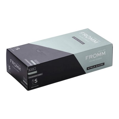 Fromm Black Powder Free Nitrile Gloves - 100 ct. Small