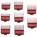 Gamma+ Barber Hairstylist DUB Universal Double Magnetic Clipper Guards, 8 Assorted Sizes - Red 8 pc.