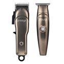 Gamma+ Protégé Professional Supercharged Low Noise Cordless Hair Clipper and Trimmer Combo Set - Gunmetal 2 pc.