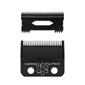 Gamma+ Replacement Fixed Black Diamond Carbon DLC Faper Hair Clipper Blade with Moving Black Diamond Carbon 2 pc.